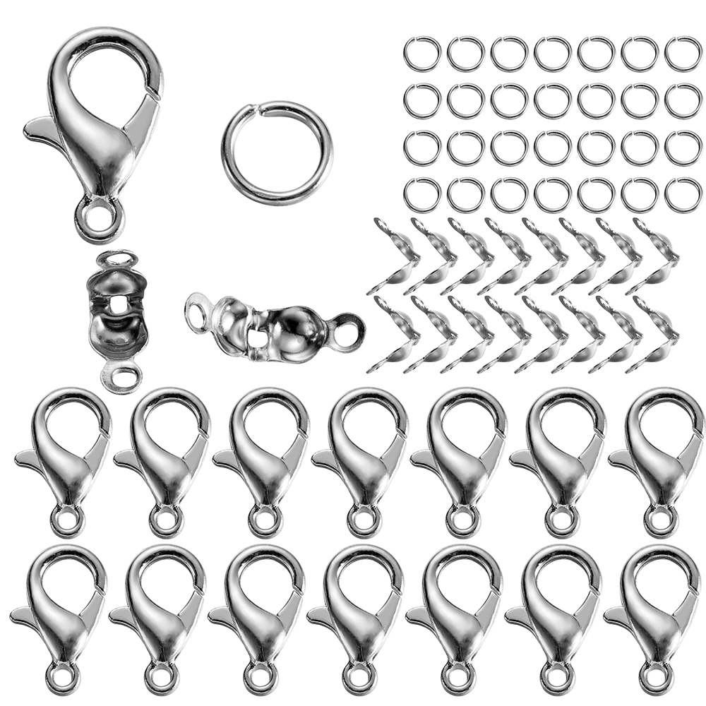 St.kunkka 80Pcs Rhodium Color Knot Plug Claw Hook Ring Set for DIY