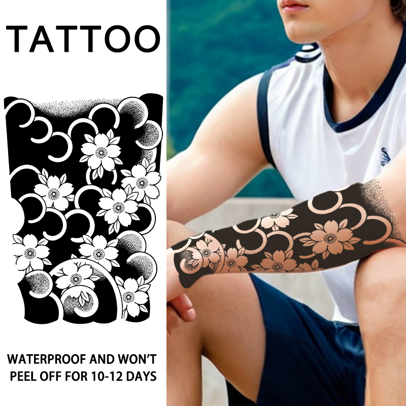Flower Arm Herbal Tattoo Sticker Japanese Style Old Traditional