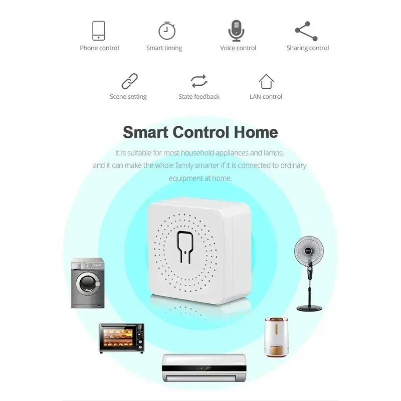 Smart WiFi Switch Module 16A Relay Breaker 2-Way APP Remote Control ...