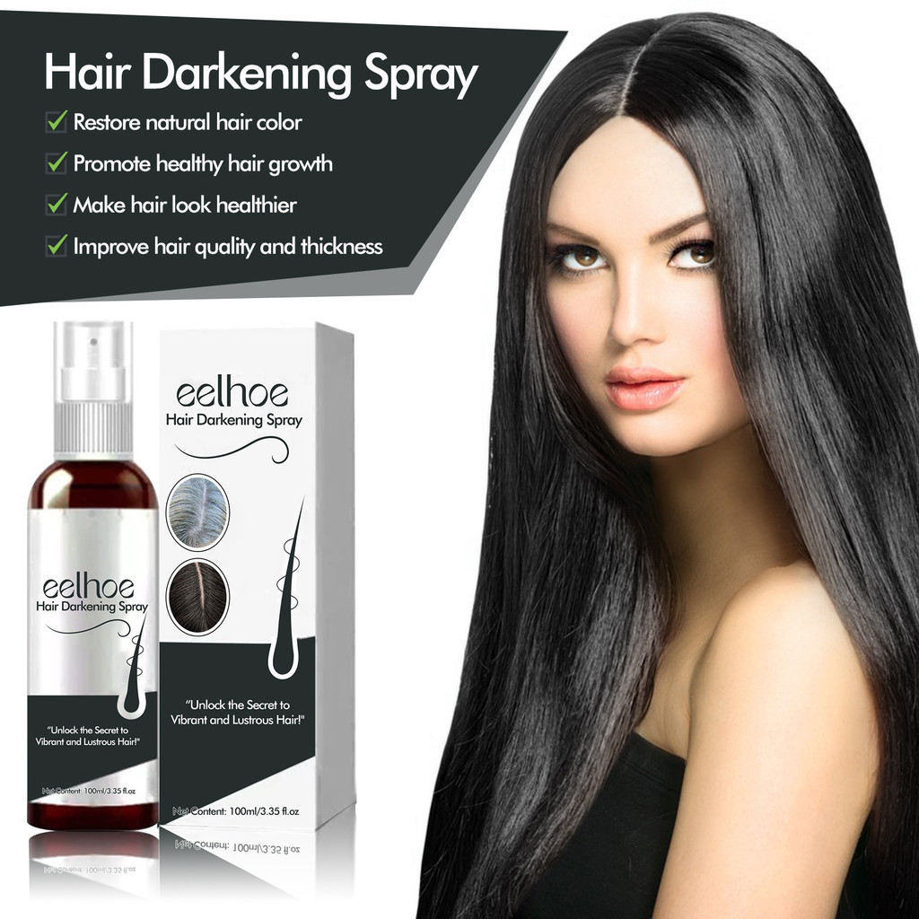 Eelhoe Black Hair Spray Natural Black Hair Cover Gray Hair Hair Smooth Shine Moisturizing