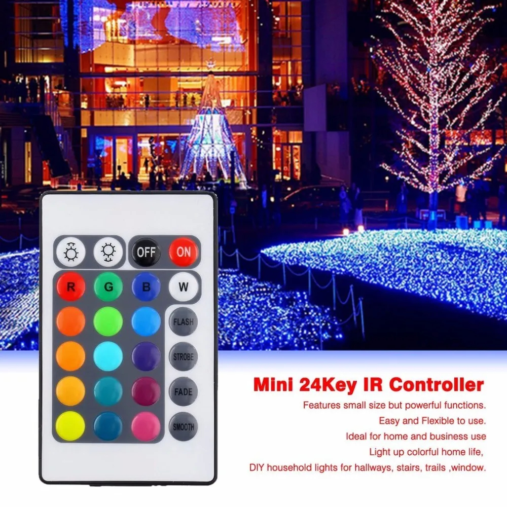 DC5-12V Mini 24 key IR Infrared Remote Control RGB Colorful Lights With ...