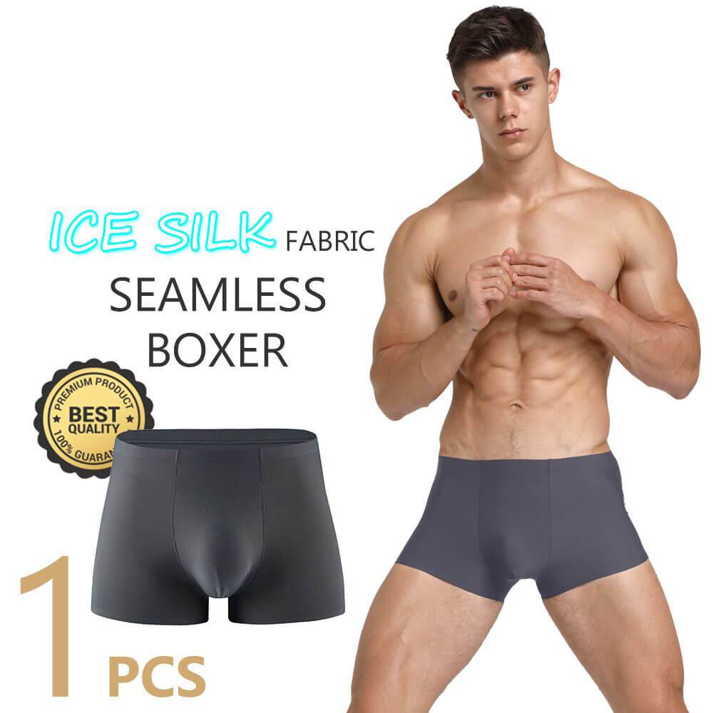Men's Ice Silk Thin Seamless Silky Sports Quick-Drying underwear for Men's  Briefs Solid Boxer Trunks