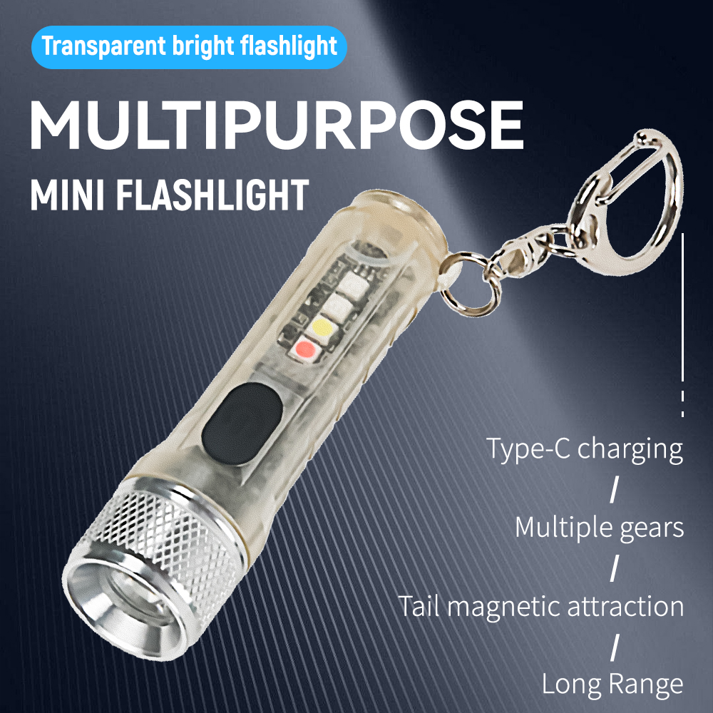 1pc Mini Keychain Flashlight TYPE-C Fast Charging Multifunctional ...