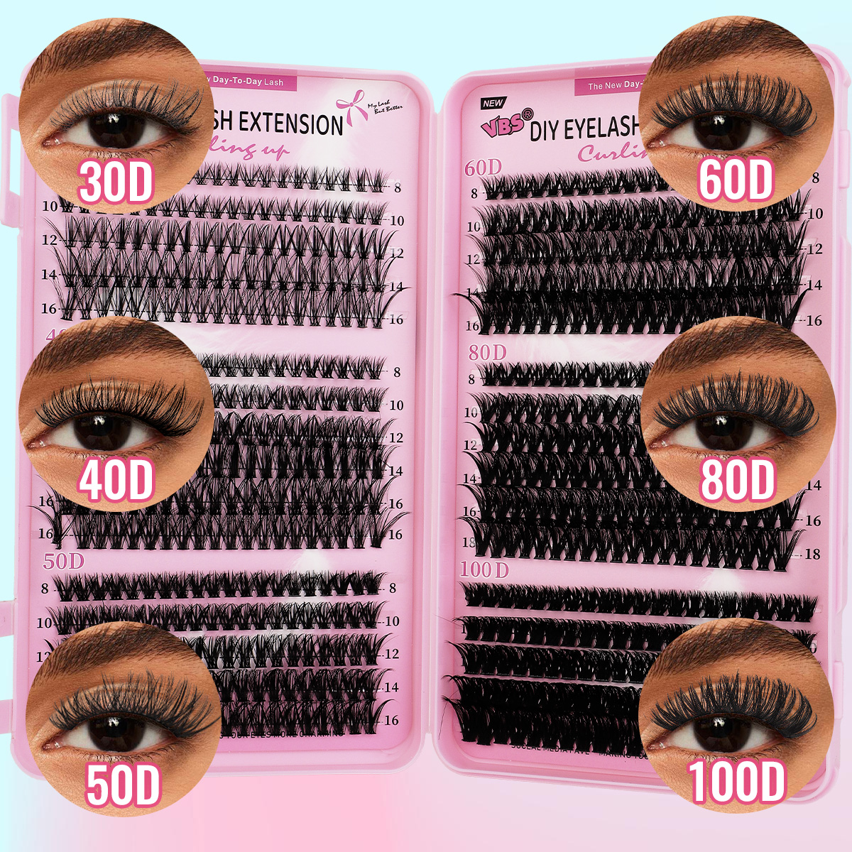 Segmented False Eyelashes Set Contains 640 Clusters Of Mixed Simulated ...