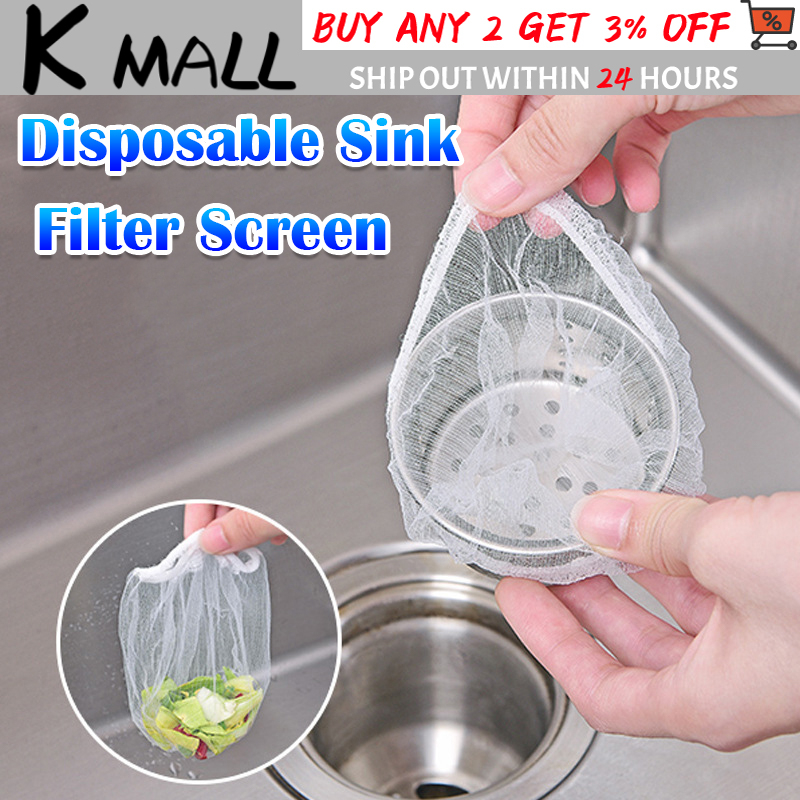 300-Pack Kitchen Sink Strainer Mesh Bags – Disposable Sink Net Filters, Elastic White Bags 3.9x4.3 Inch, For Sink Drain, Shower Drain, Floor Drain – Food Waste Catcher