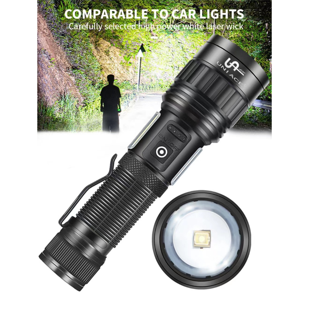 USB Rechargeable Flashlight COB 5 Light Modes Waterproof Super Bright ...