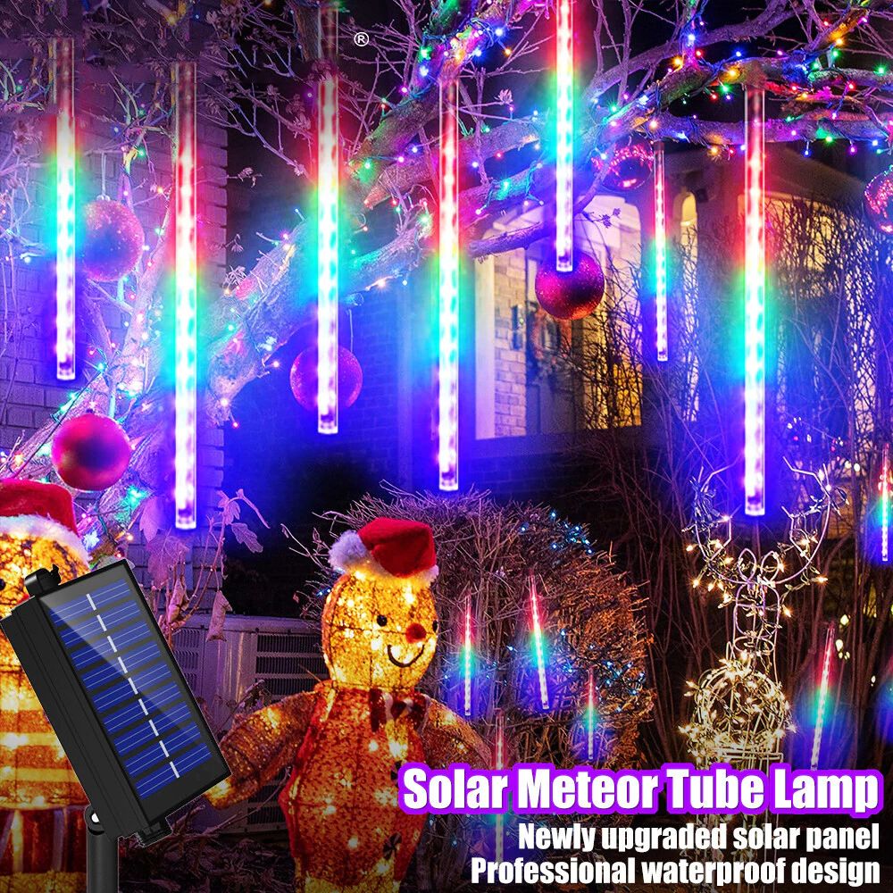 Solar meteor tube waterproof 8 tube meteor lamp Christmas tree ...