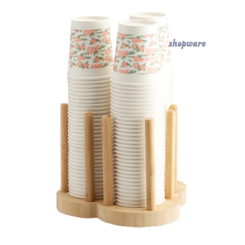 Shopware Disposable Cup Storage Holder Wood Dispenser Mug Display Stand ...