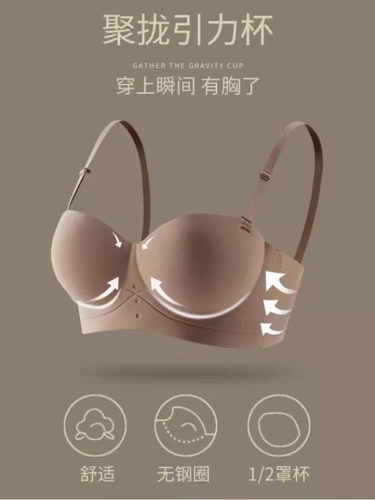 Seamless Underwear Women's Small Chest Push up Large Non-Slip Invisible ...