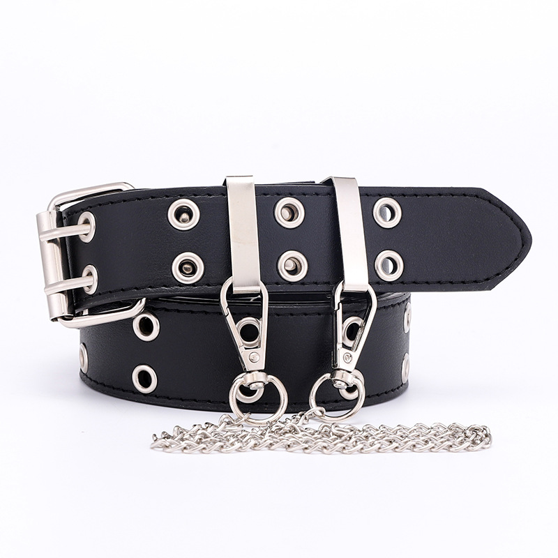 Women's punk metal waist chain belt with jeans overalls | Shopee ...