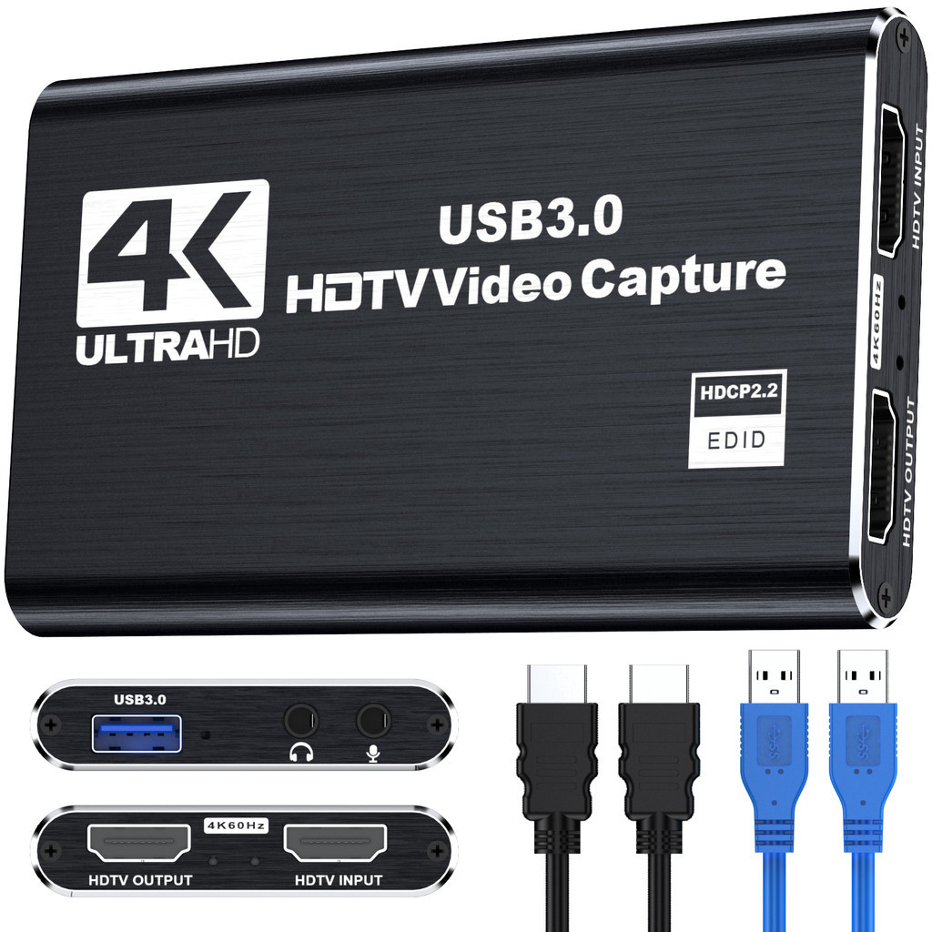 Capture Card, 4K HDTV Audio Video Capture Card, with Microphone 4K HDTV ...