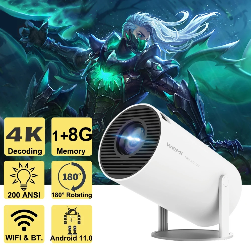 Magcubic Projector HY300 Pro 4K Android 11 Dual Wifi6 260ANSI Allwinner ...
