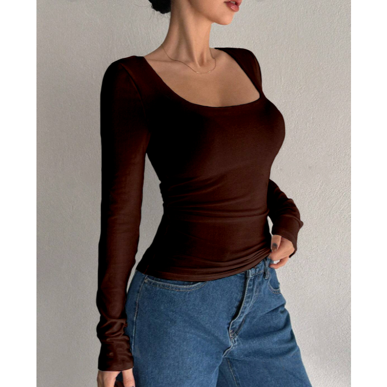 KILY.PH Double Lining Squareneck Lonsgleeves Tops Body Hugging Top for ...