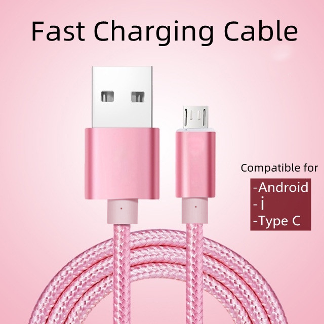 Power Cable Android Micro USB Type C Nylon Braid Fast Charging Power ...