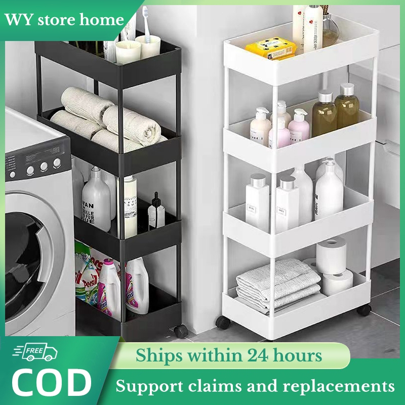 4 Layer Moving Rack Bathroom Organizer rack Kitchen Storage Shelf Wall ...