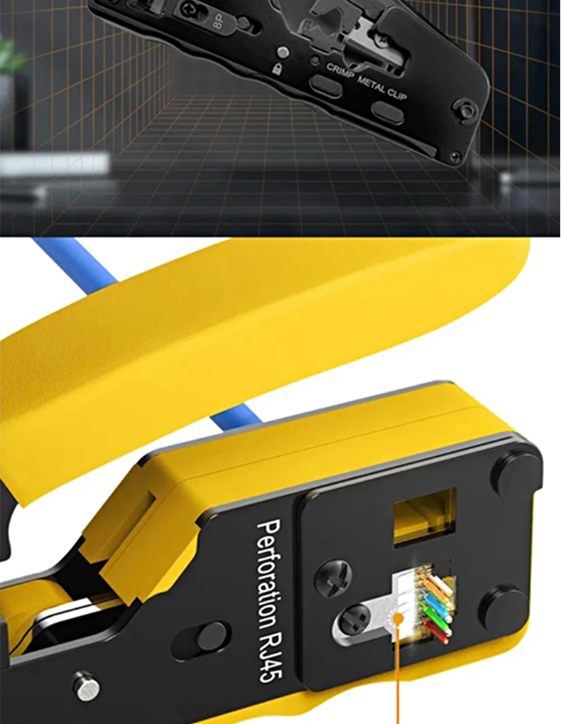 One Set Multi-Purpose Cable Crimping Pliers, RJ45 EZ Pass Through Mold ...