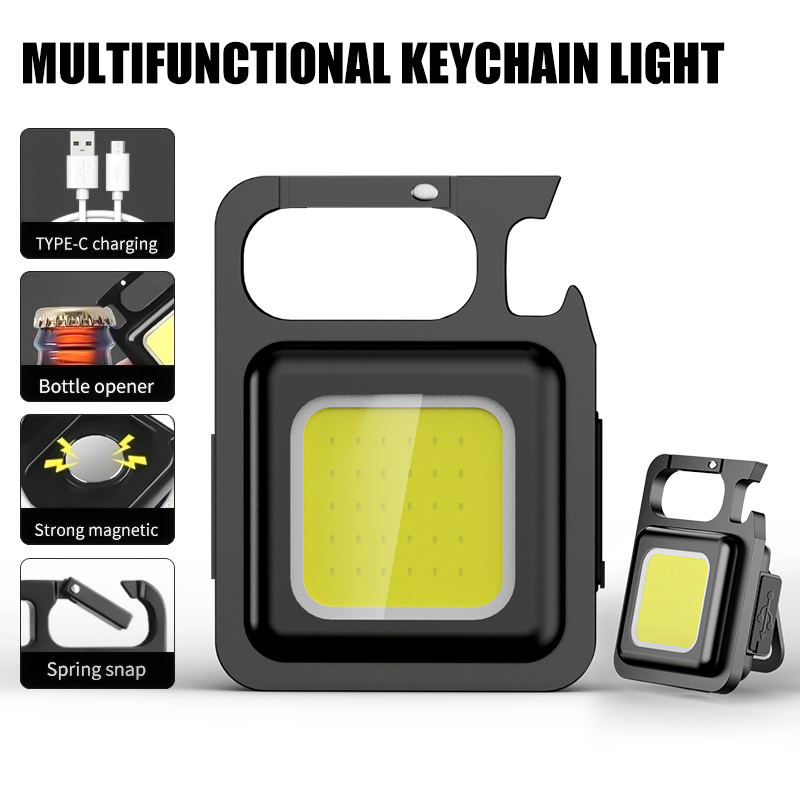 Mini Flashlight COB Rechargeable Keychain LED Portable Pocket ...