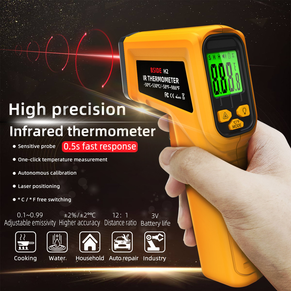 BSIDE Infrared Thermometer -50~530°C Professional Digital IR-LCD ...