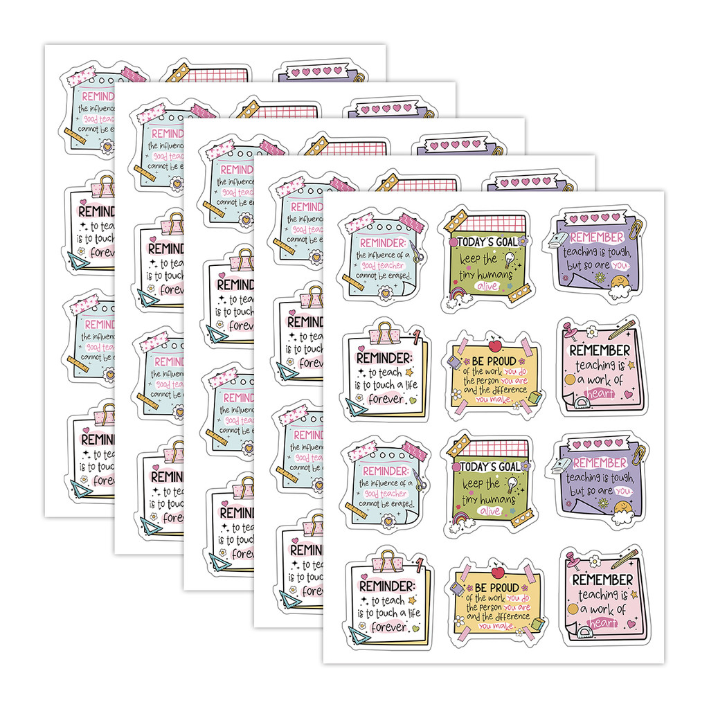 60 pieces/5 sheets of teacher stickers - Creative cartoon designs with ...