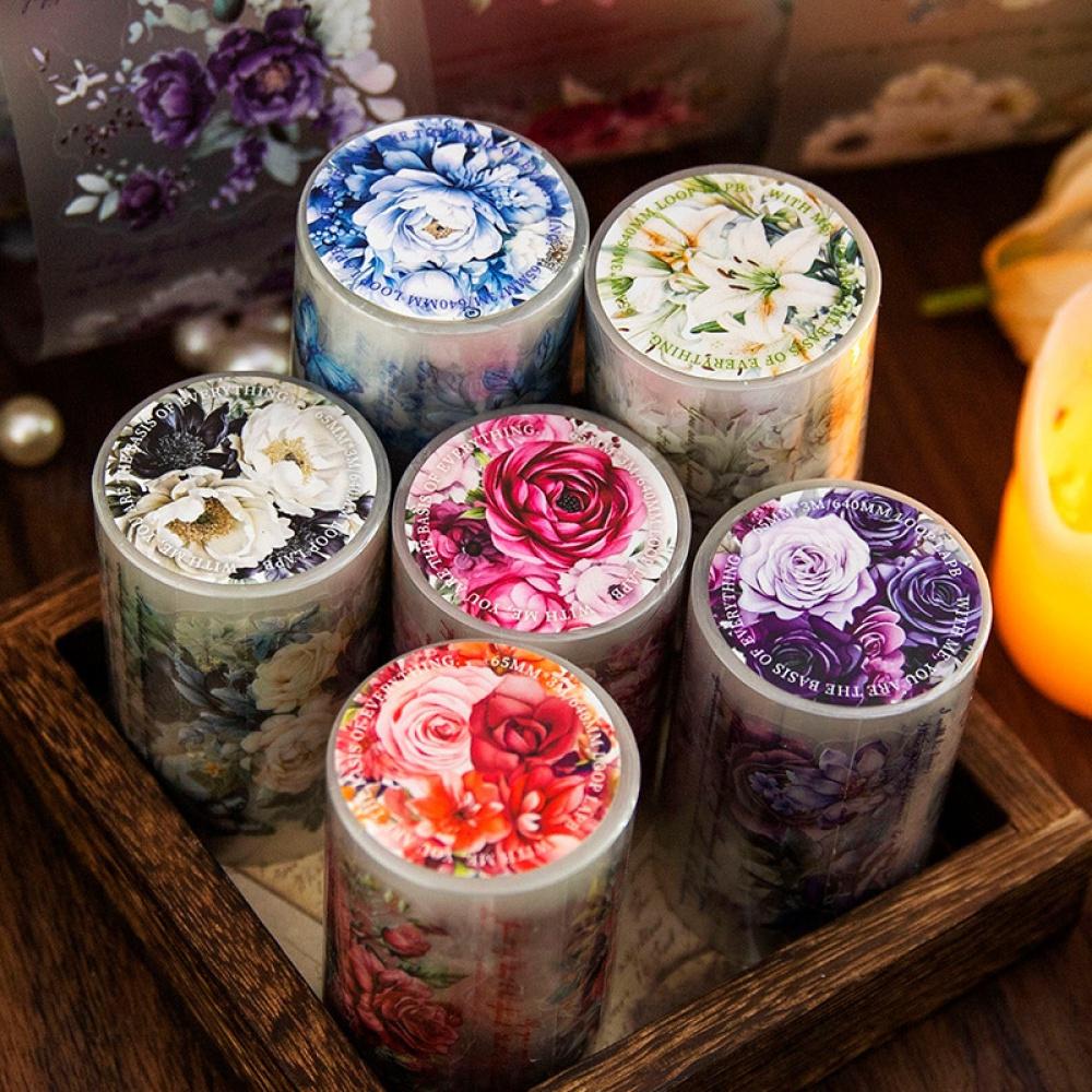 Mr.paper Matte Flower Journal, 65mm*3m, 6 optional PET long cycle tapes ...