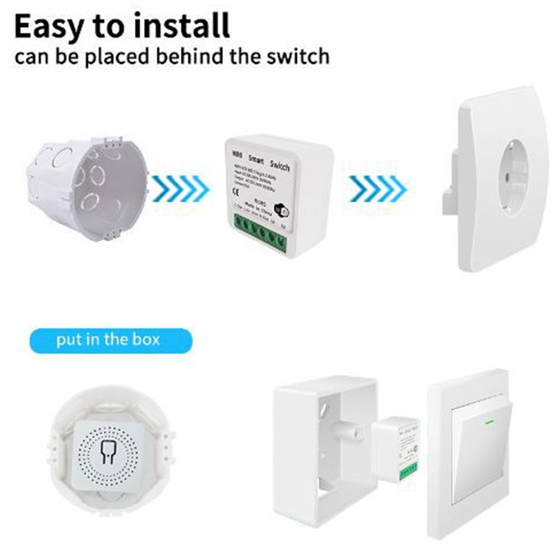 Easy To Install 16A Mini Smart Switch WIFI Remote Control Voice Control ...