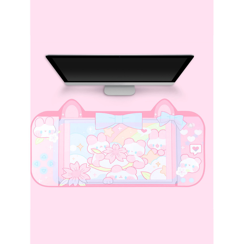 Large Game Mouse Pad Kawaii Pink Non Slip Rubber Back Mouse Pad