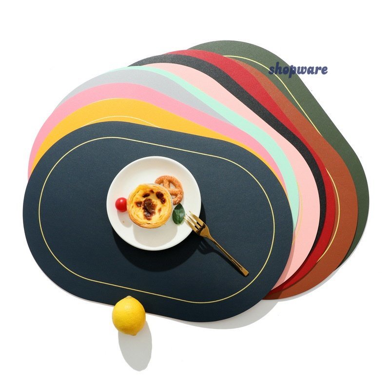 Shopware Nordic Style PU Leather Oval Shape Placemat Insulation Pad ...