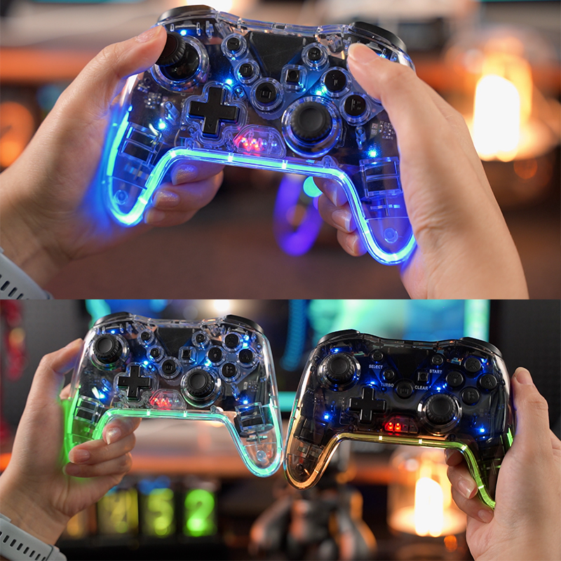 Car mounted wireless game controller with 7 color lights, six axis ...
