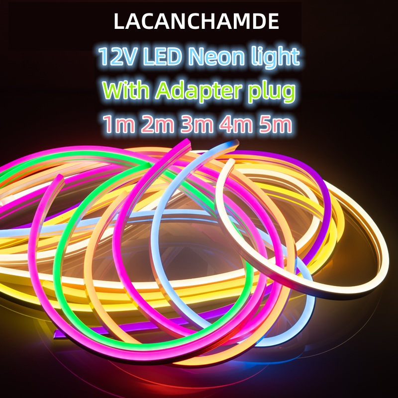 Neon flexible LED strip Light 12V with adapter 1m 2m 3m 4m 5m for Bar ...