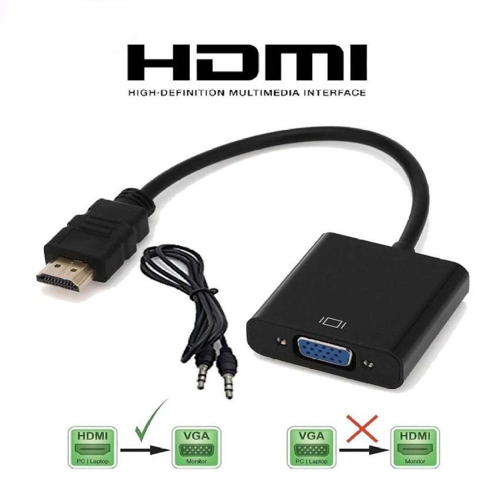 HD 1080P HDMI to VGA Adapter TV/ AV Video Cable Converter For Laptop ...