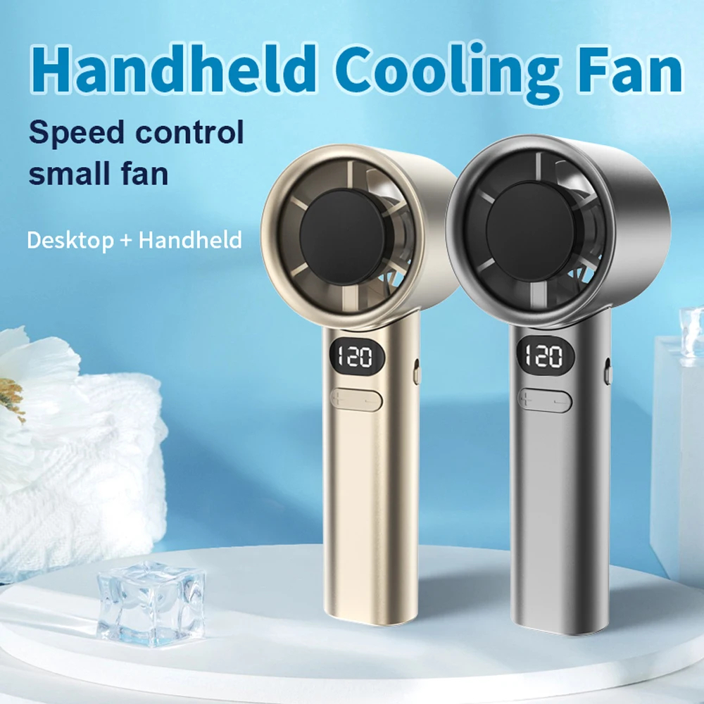 120 Speeds Portable Mini Fan with LED Display USB Rechargeable Handheld ...