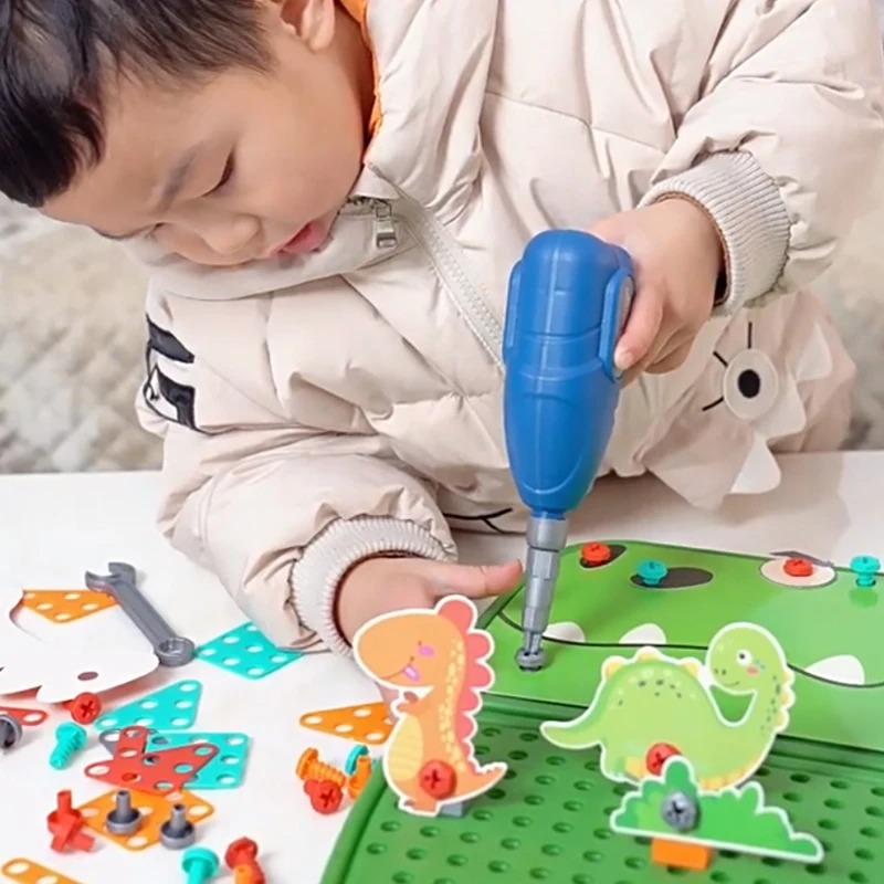 Children Simulated DIY Toolbox Toys Set Electric Drill Screw Nuts 3D ...