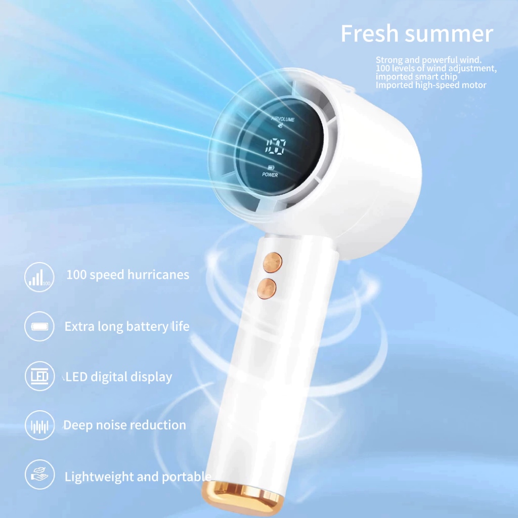 Mini Turbo Fan Rechargeable Portable Fan Handheld 100 Level Speed Wind ...
