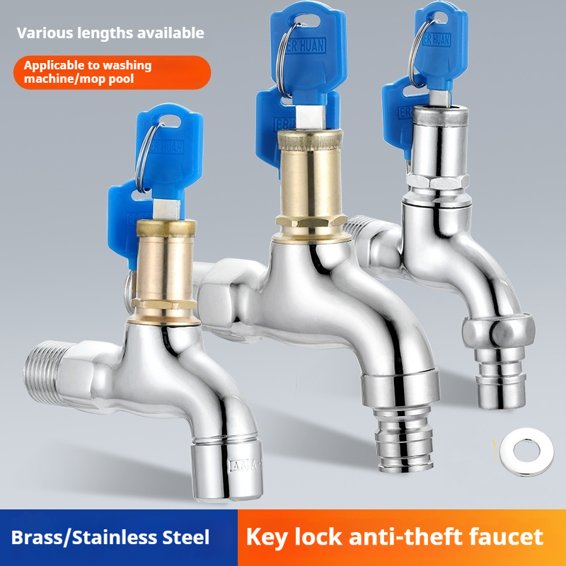 Household faucet with lock outdoor mop pool faucet Anti-theft outdoor ...