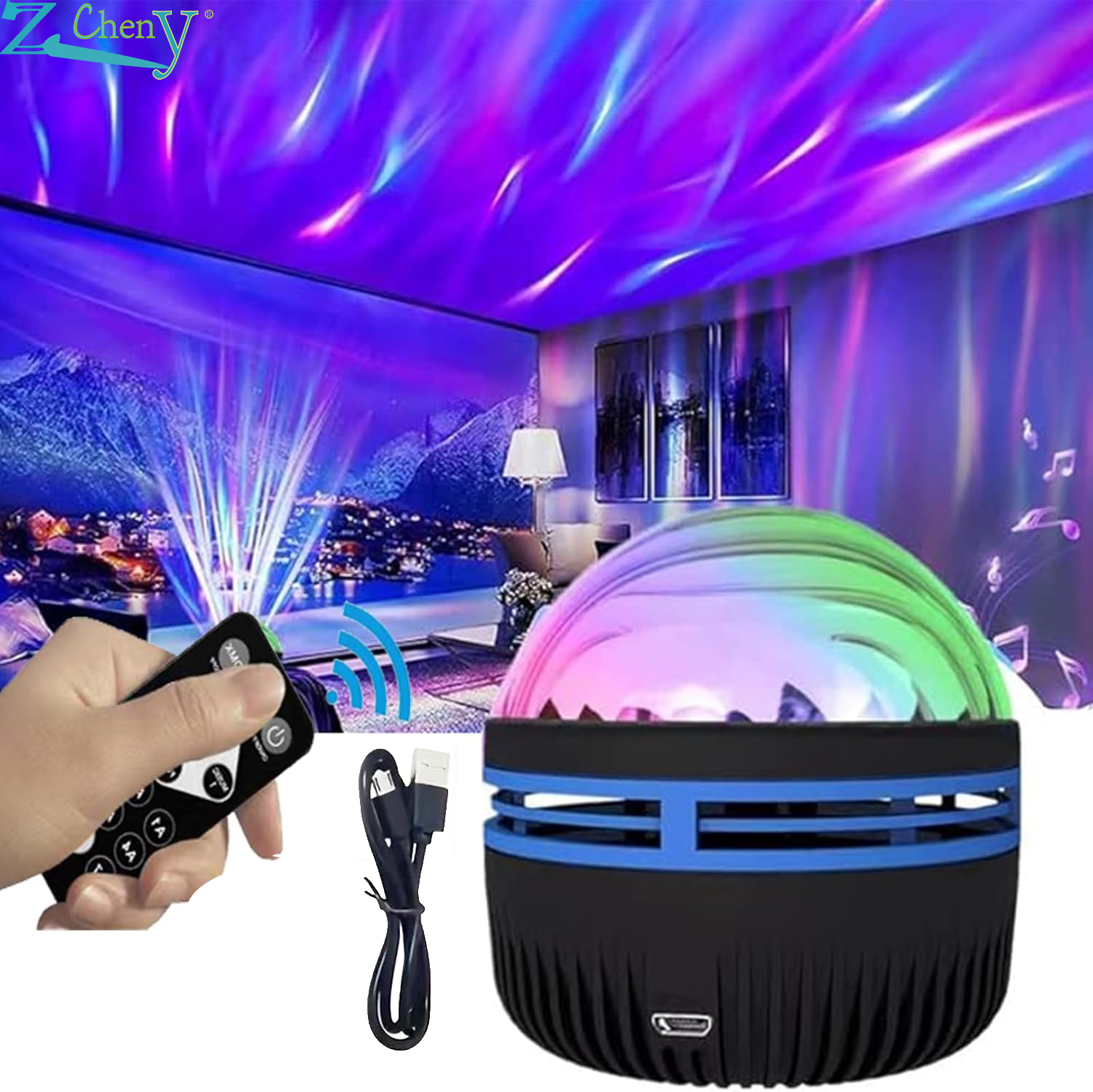 Northern Lights Projector with Remote Control, USB Powered Bedroom ...
