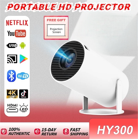 HY300 Pro Mini Projector, Portable 180 Degree 4K 1080P Dual Band WiFi 6...