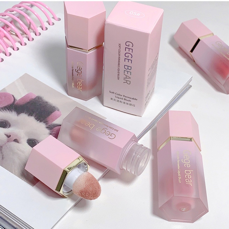 Silky Lightweight Liquid Blush Cream with Flocking Brush - Korean Style ...