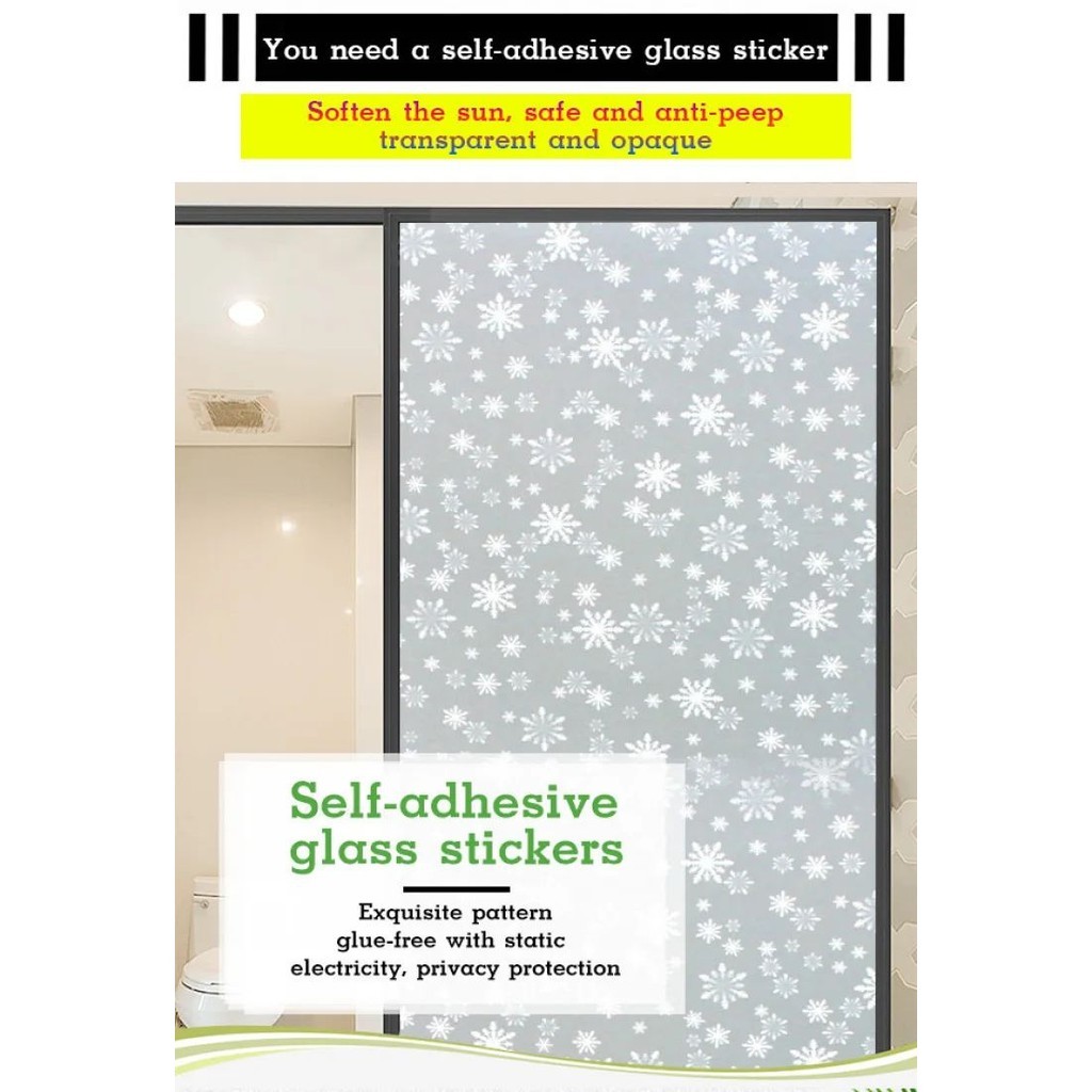 90cm self-adhesive window film frosted glass stickers bathroom door ...