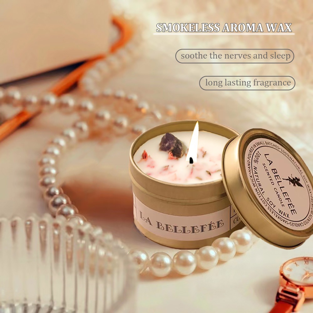 70g Canned Soy Wax Scented Candle Golden Tin Box, Wedding & Party Decor ...