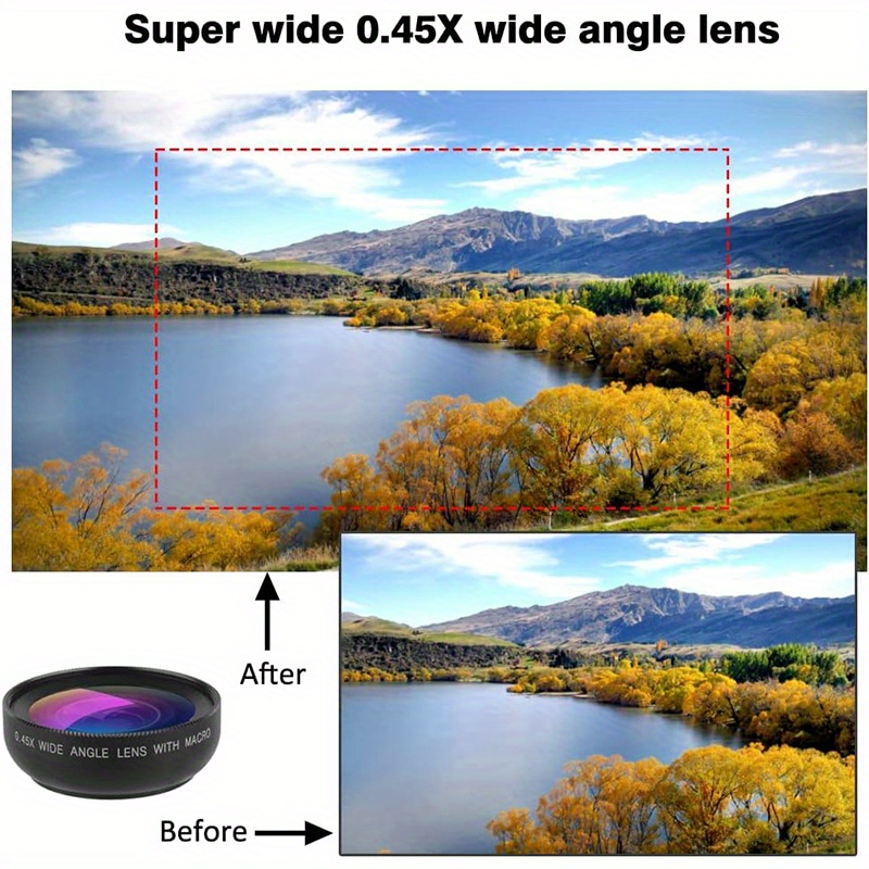 2in1 Phone Camera Lens Kit 37mm 0.45X Ultra Wide Angle+Macro Lens for ...