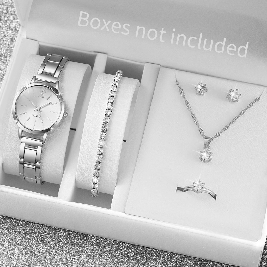 6Pcs Women's Watch Set - Minimalist Quartz Watches with Rhinestone ...