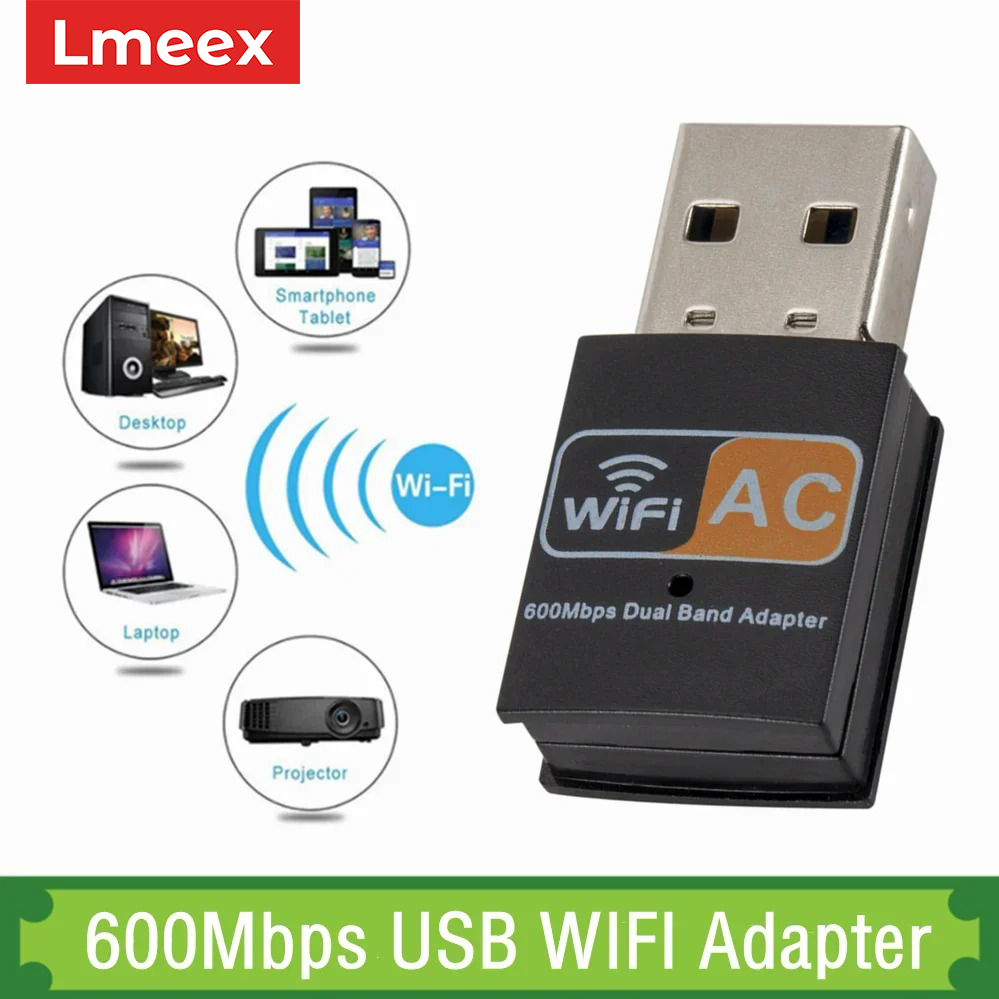 WiFi for pcAdapter Dual Band 600Mbps USB Antenna 2.4Ghz 5G USB Wireless ...