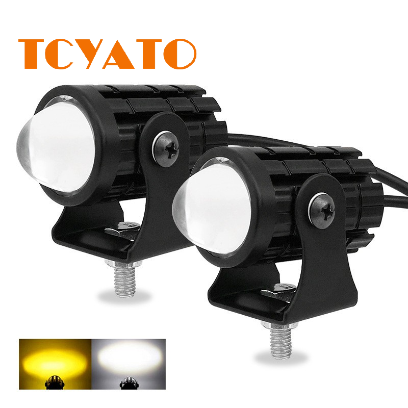 TCYATO Motorcycle headlight LED Mini Running Lights - Waterproof White ...