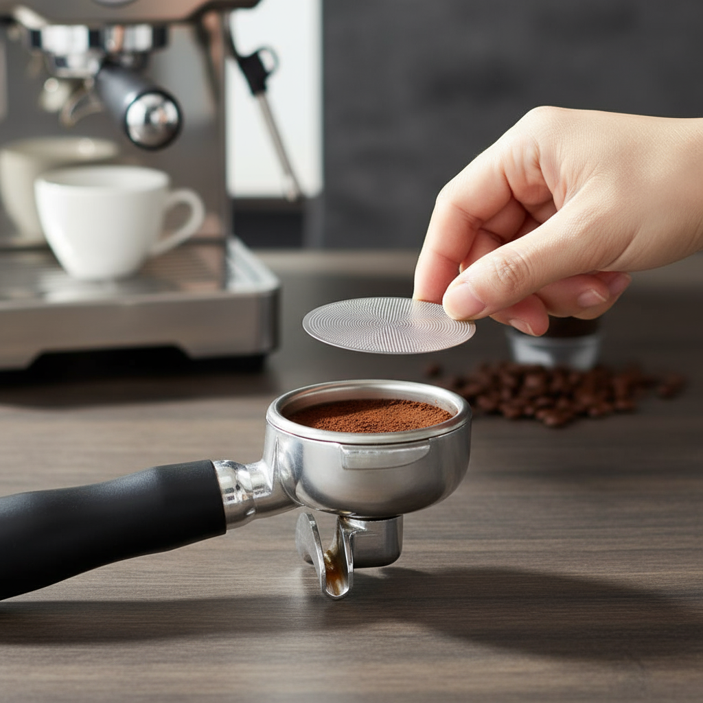 Stainless steel coffee machine handle filter featuring single-layer ...