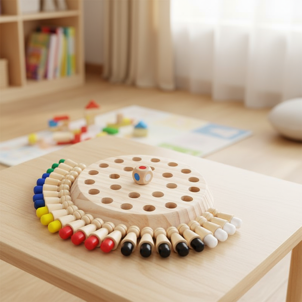 New Wooden Memory Game with Color-Tipped Sticks | Montessori Learning ...