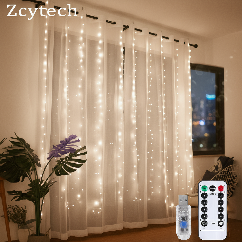 Three Meter LED String Light Curtain with Eight Different Lighting ...