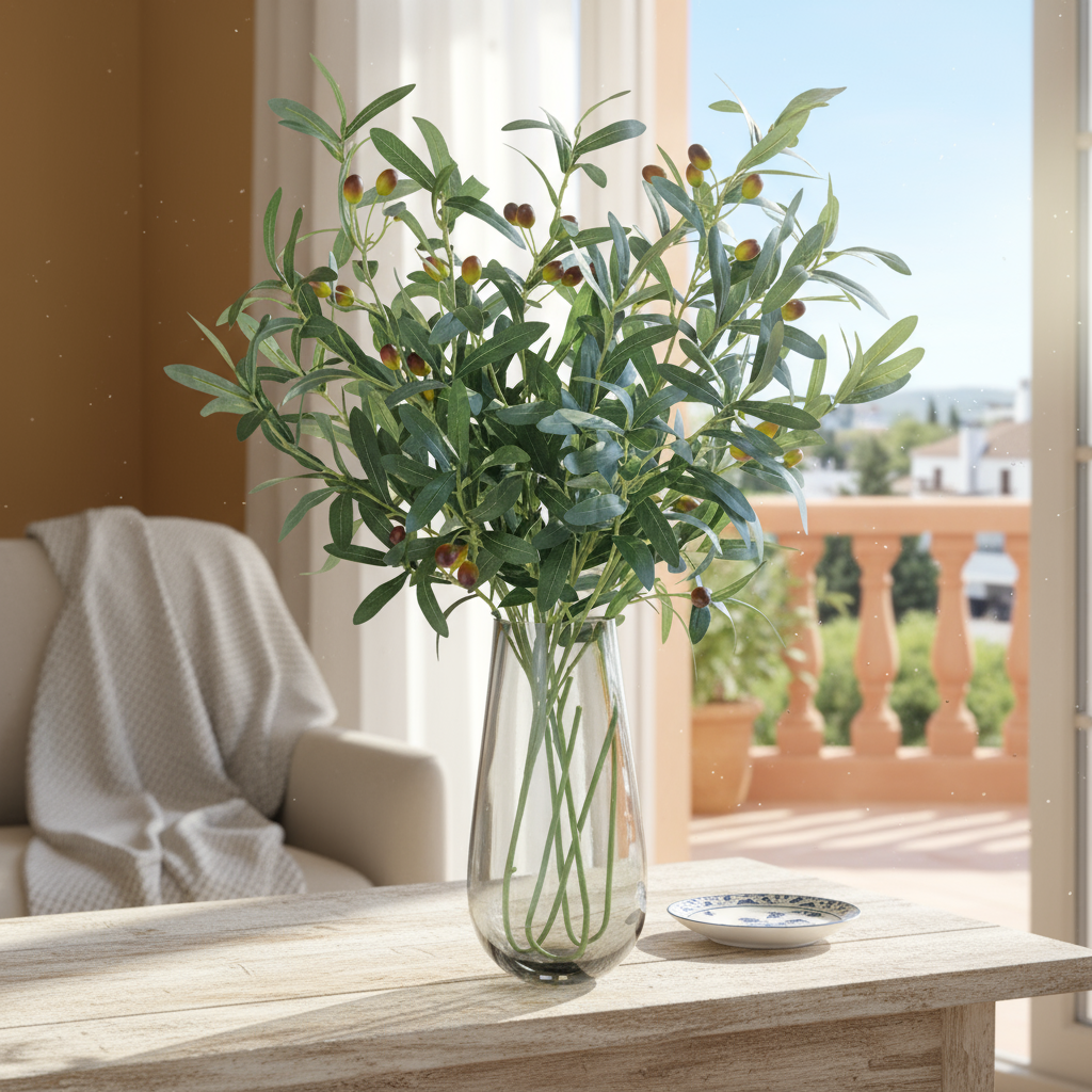 Artificial Olive Tree Branches with Fruits and Foliage for Home Decor ...
