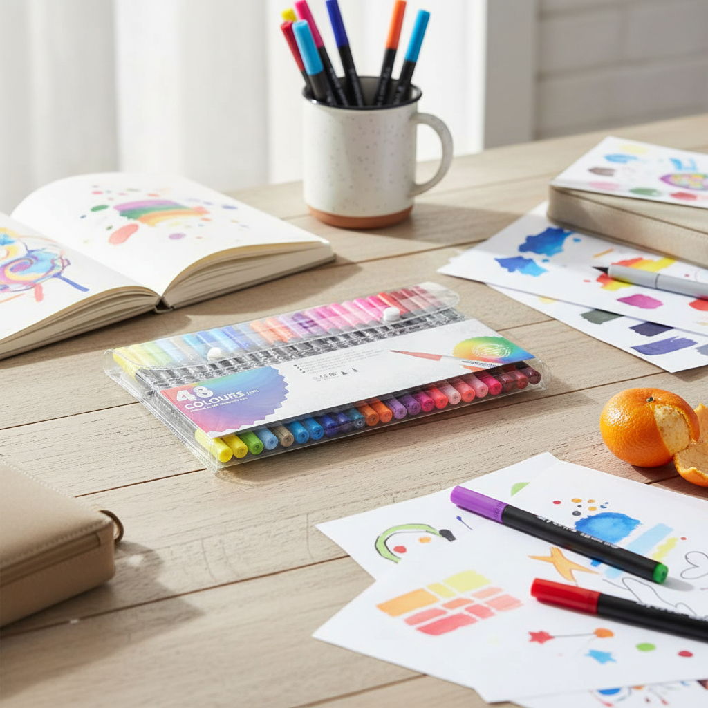 Moby 48-Color Double-Ended Brush & Fine Tip Pen Set – Perfect for ...