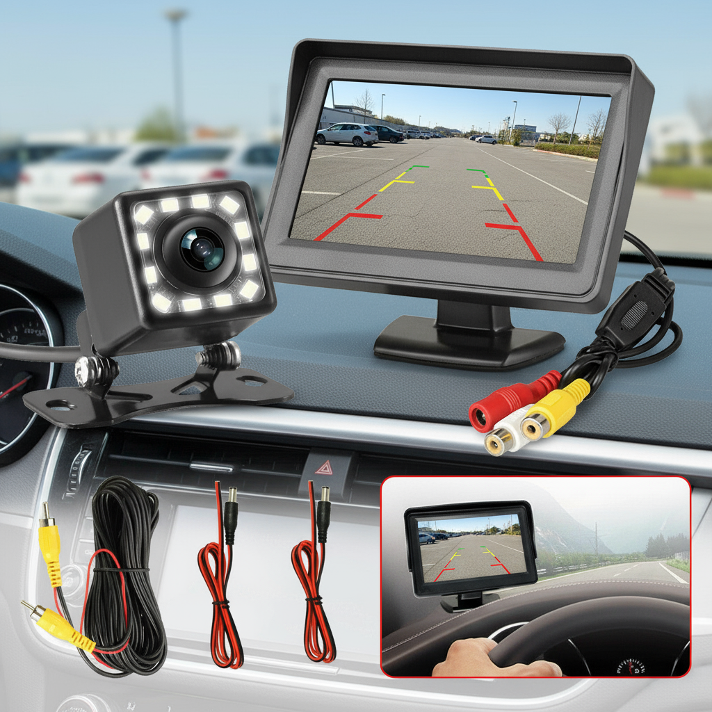 1 Set 12 LED Backup Camera Rear View Reverse HD Parking Night Vision ...