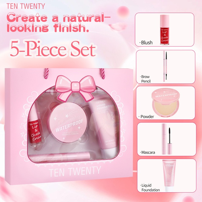 TEN TWENTY 5PCS Makeup Set Matte Foundation Powder Blush Mascara ...